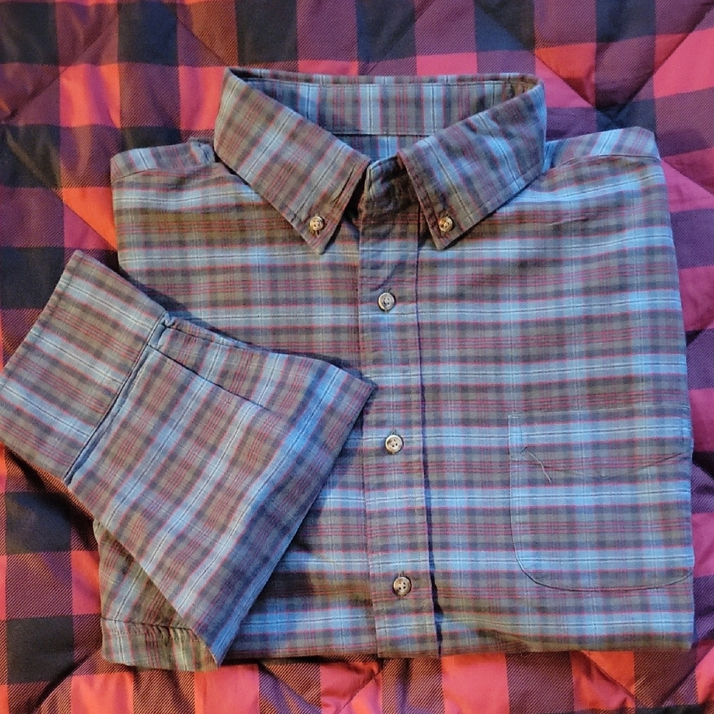Men's Blue Plaid Shirt